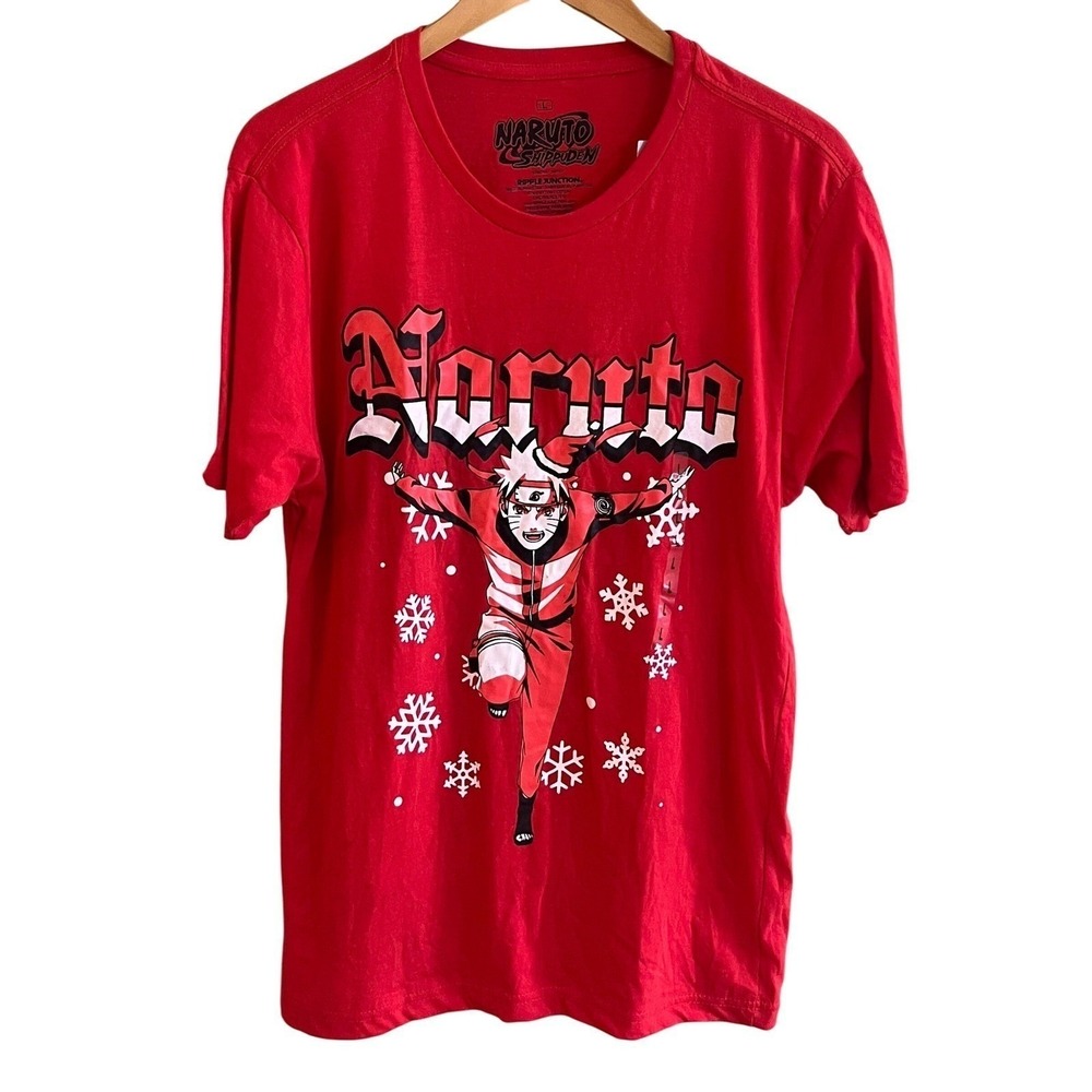 Naruto Graphic Shippuden Red Ripple Junction Short Sleeve T-Shirt Size Large NWT